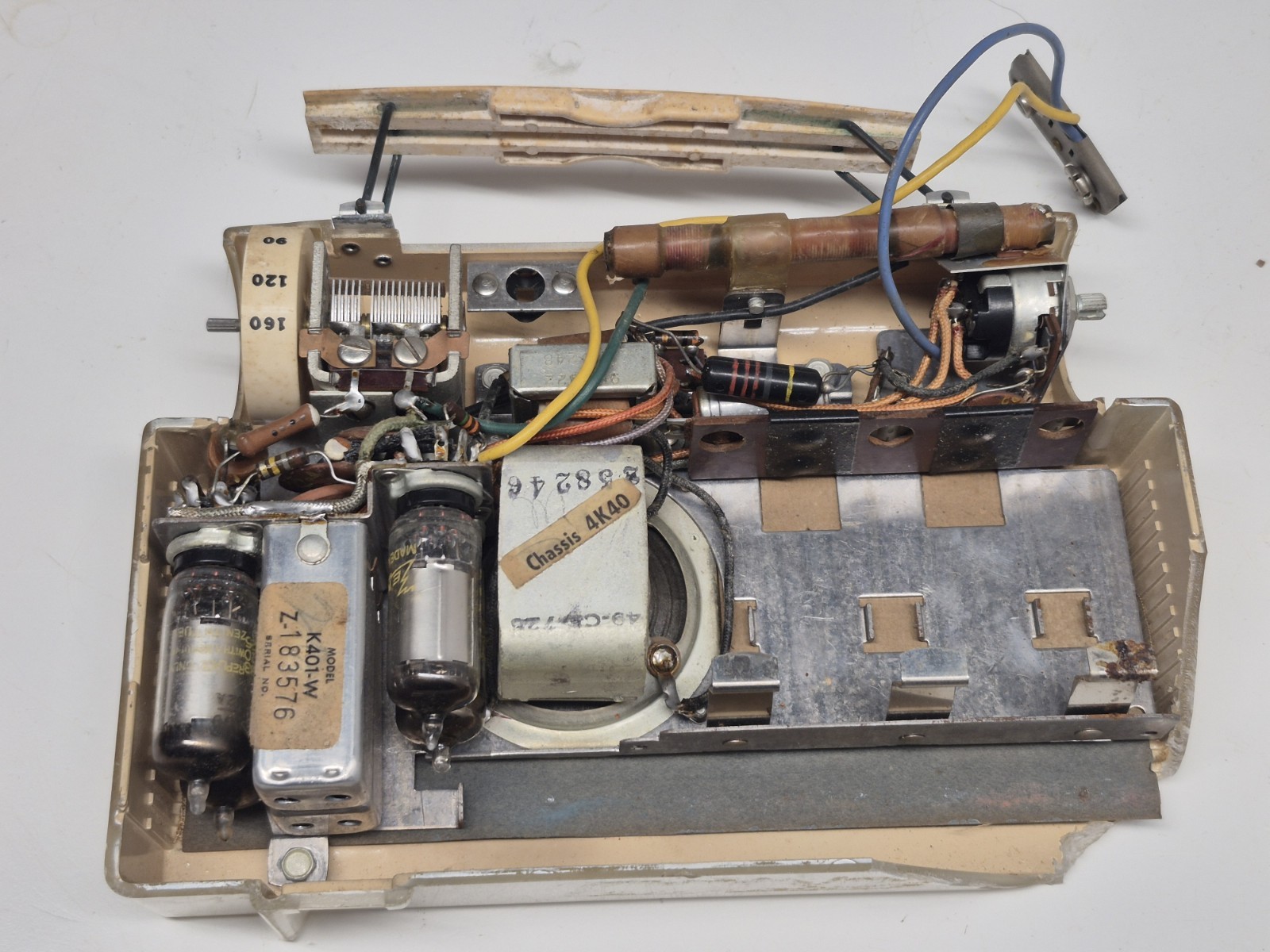 1951 MCM ZENITH K401 WHITE Tube Radio Parts