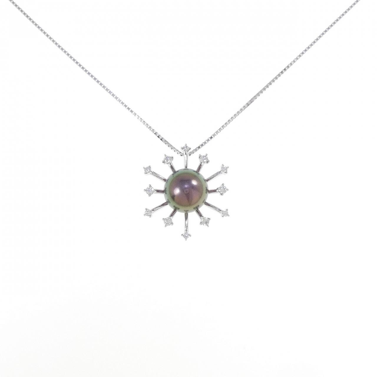 Authentic K18WG Black pearl Necklace 0.4" #270-004-147-4201