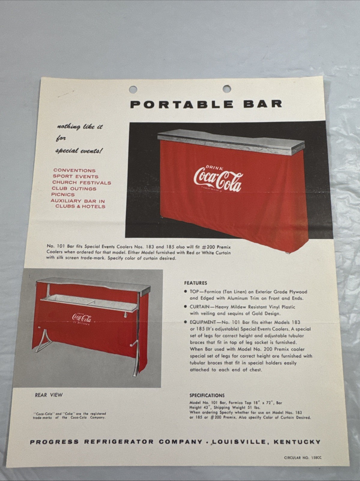 Progress Refrigerator Portable Bar Coca Cola Flyer