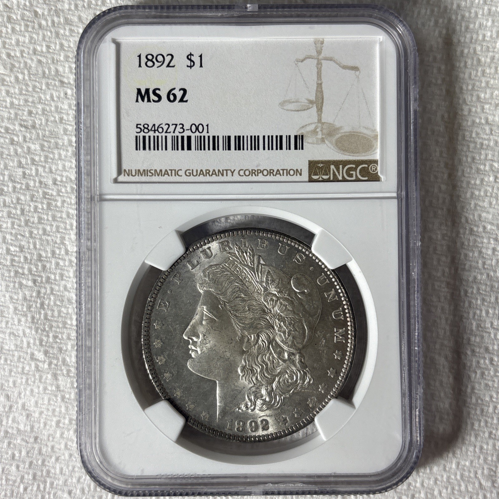 1892 Morgan Silver Dollar MS 62  NGC