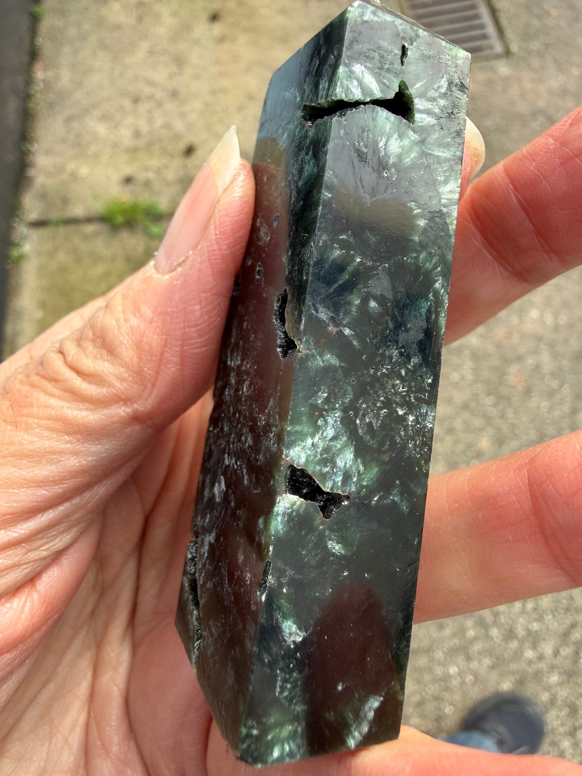 Seraphinite Crystal Obelisk Tower point Healing Natural Authentic good Grade 61g