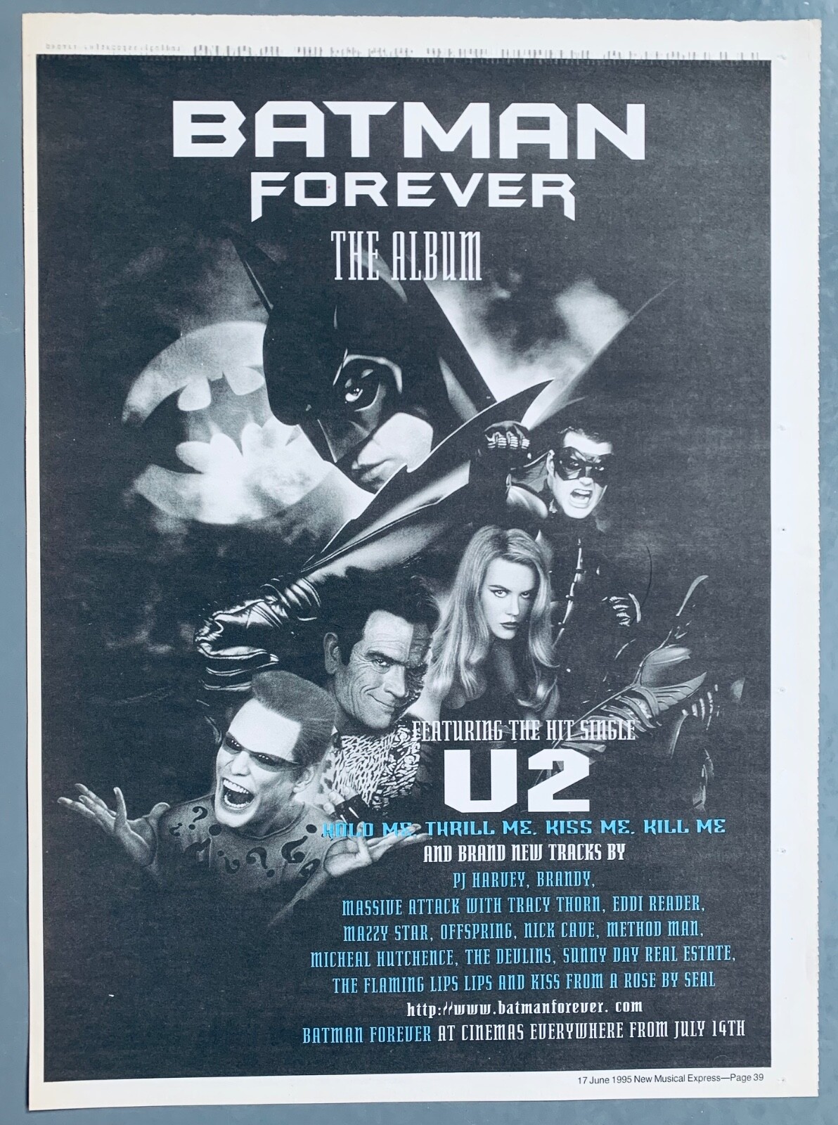 BATMAN FOREVER original 1995 UK POSTER ADVERT SOUNDTRACK ALBUM