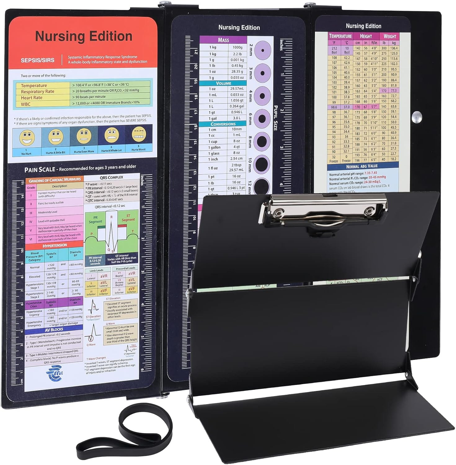 Nursing Clipboard Foldable Pocket Size-Nursing Edition Cheat Sheets Aluminum 3 