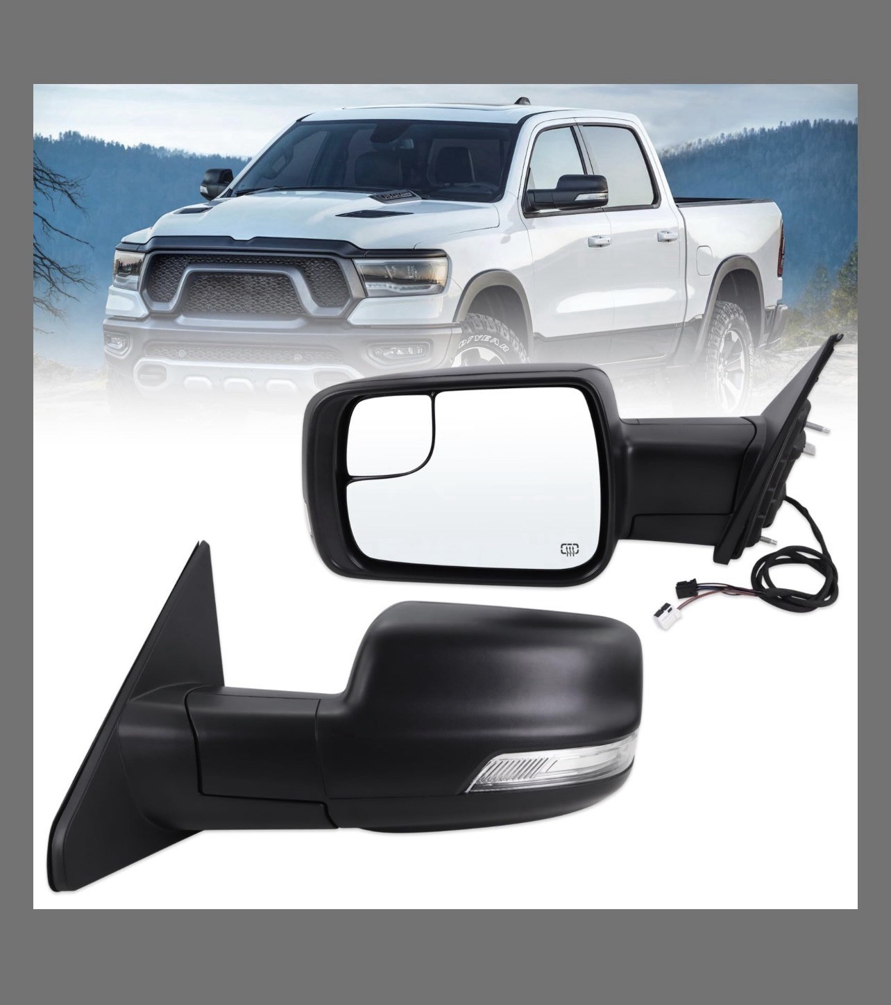 Left Driver Side Door Mirror Compatible with 2019-2025 Ram 1500 with Manual Fold