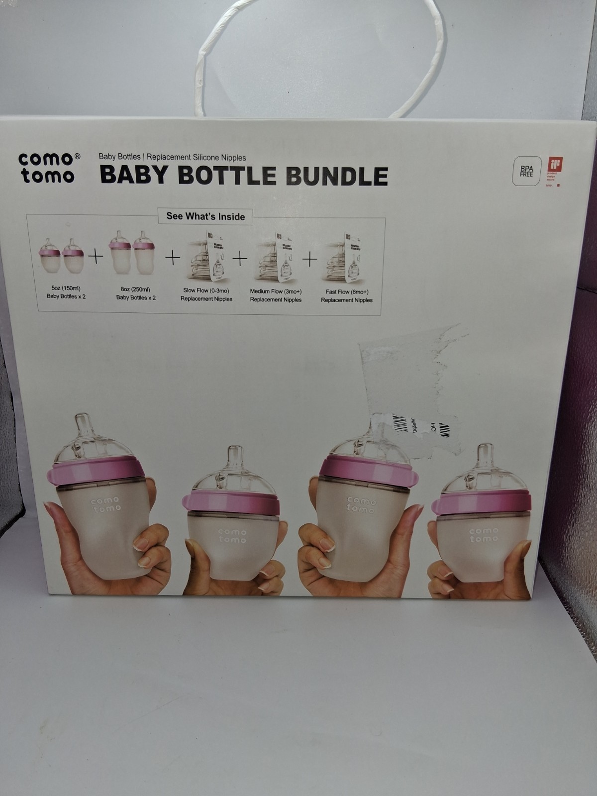 Comotomo BUNDLE1_G Pink. Baby Bottles - 4 Pieces