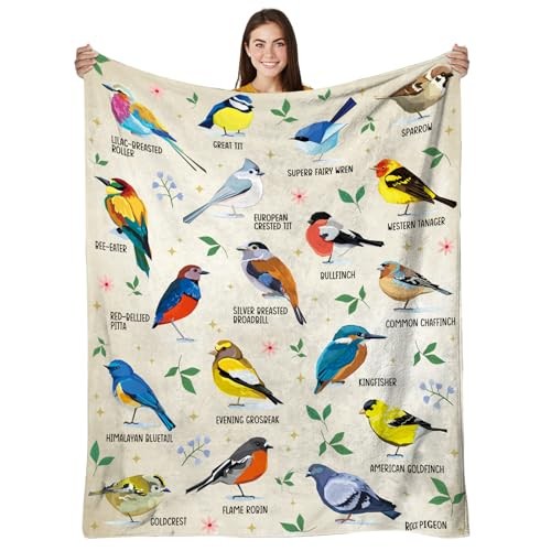 Alphabet Blanket Gifts for Men Women, Easily Distracted bys Print 50"x60" Bird