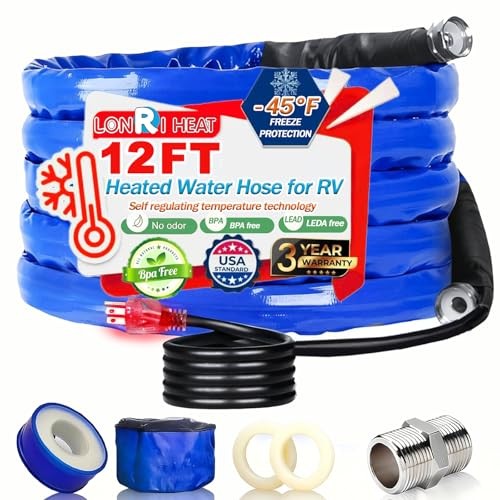 Heated Rv Water Hose Camper Water Drinking Water Safe Garden Hose -45 ℉ 12FT