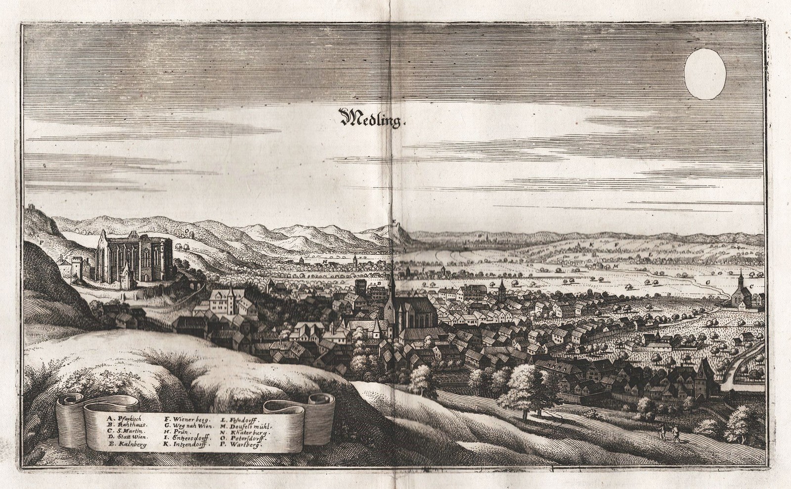 Mödling Industrieviertel Lower Austria Merian Engraving Copperplate 1650