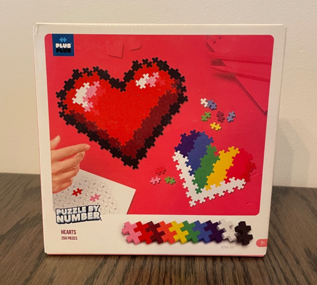 Plus Plus Puzzle By Number Hearts 250 Piece Art Building Set STEM Toy for Age 7+
