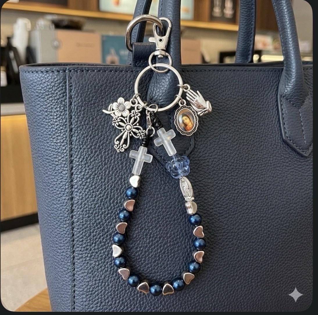 Our Lady of Guadalupe Rosary Keychain One Decade Prayer Beads Religious Gifts