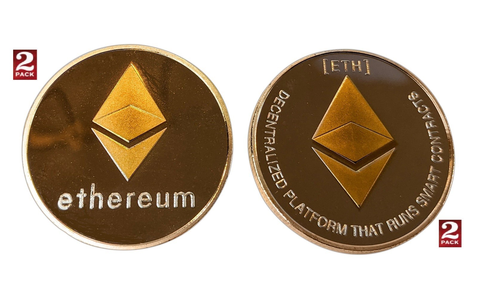 Ethereum 24kt Faux Gold Plated Limited Edition, 2 coins. 