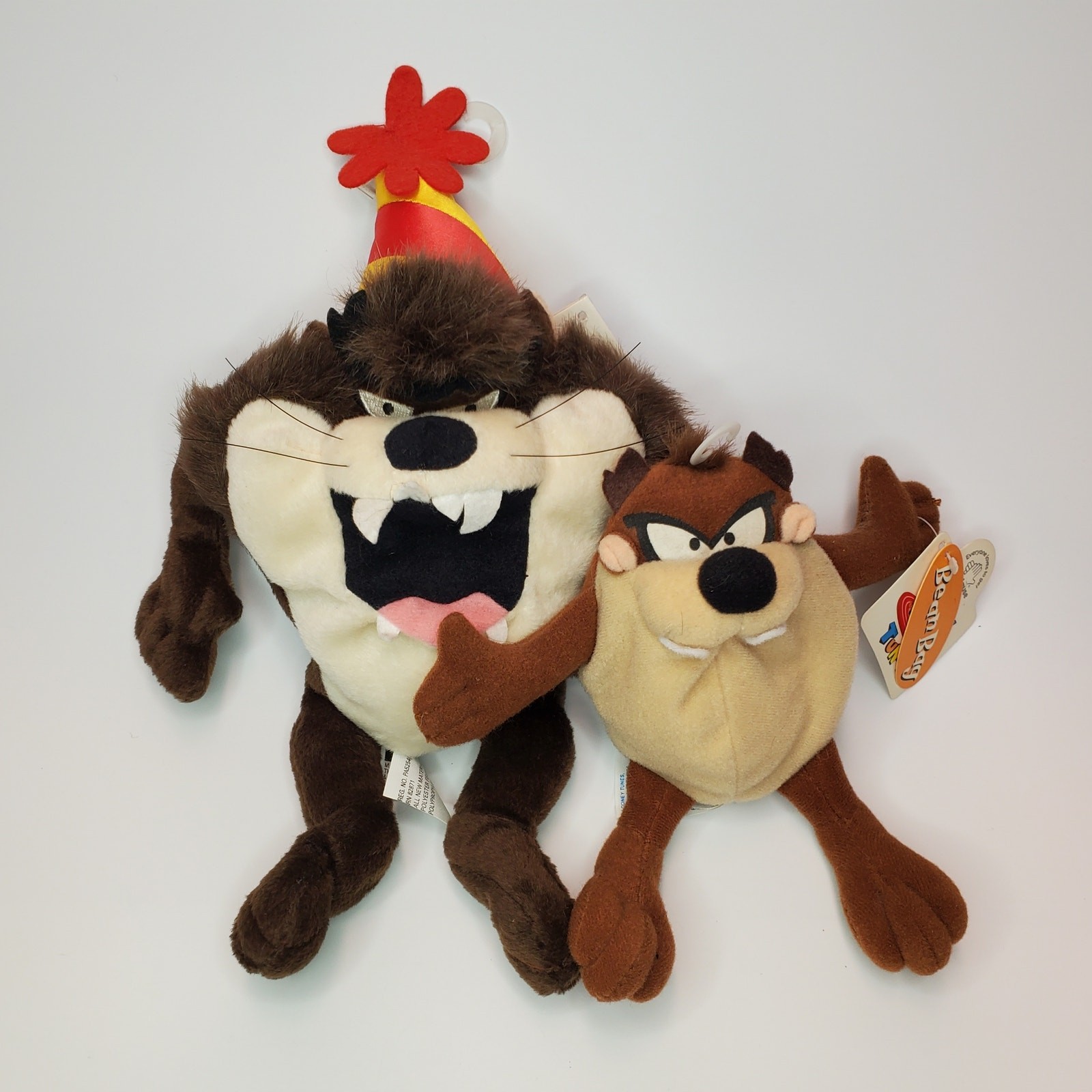 Looney Tunes 8" Taz Bean Bag Plush Birthday Lot of 2