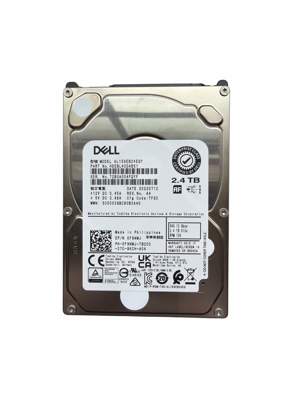 Dell Enterprise 2.4 SAS 10K 12GBPs Hard Drive