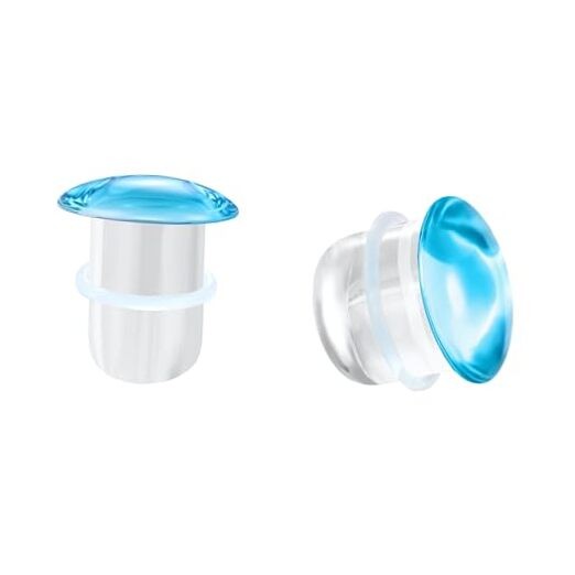 Glass Ear Stretching Kit Single Flare Plugs & Rubber Rings Unique 1mm 18mm Blue