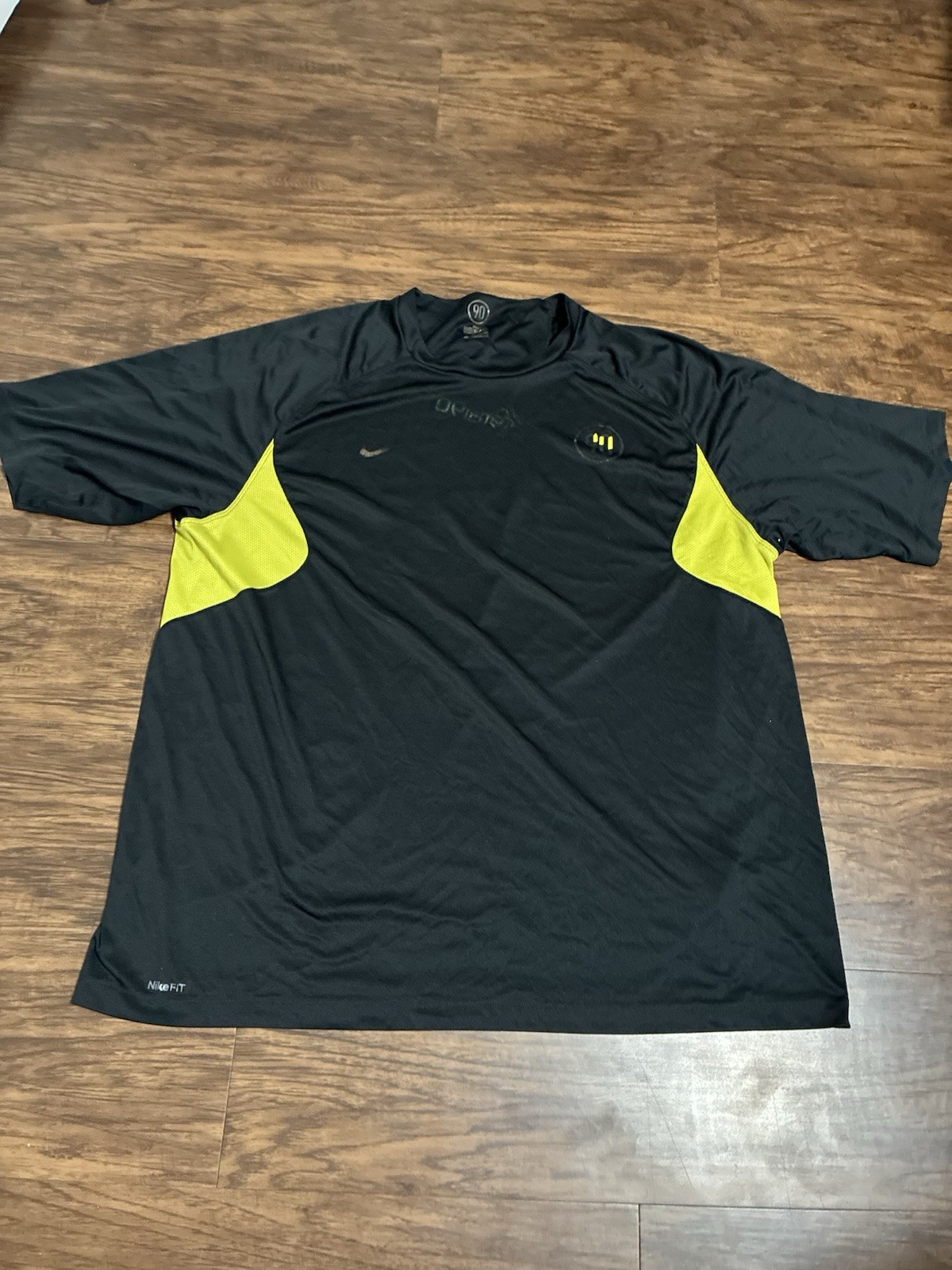 Nike Total 90 Jersey Football Shirt Black Yellow Polyester Mens Size 2XL