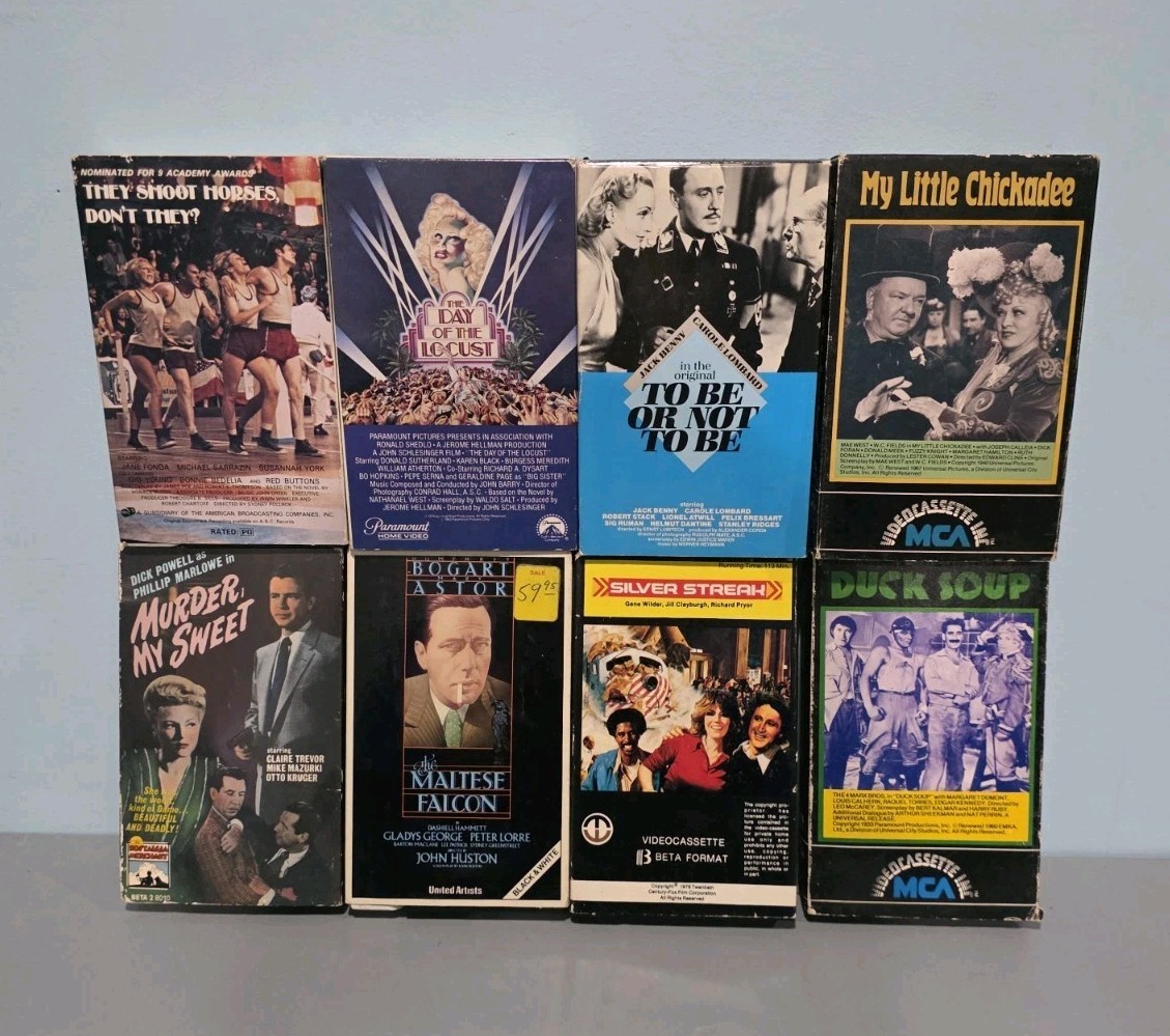 Betamax Movie Lot Magnetic Video Lot Of 8 Rare Marx Prior Wilder Bogart Beta 