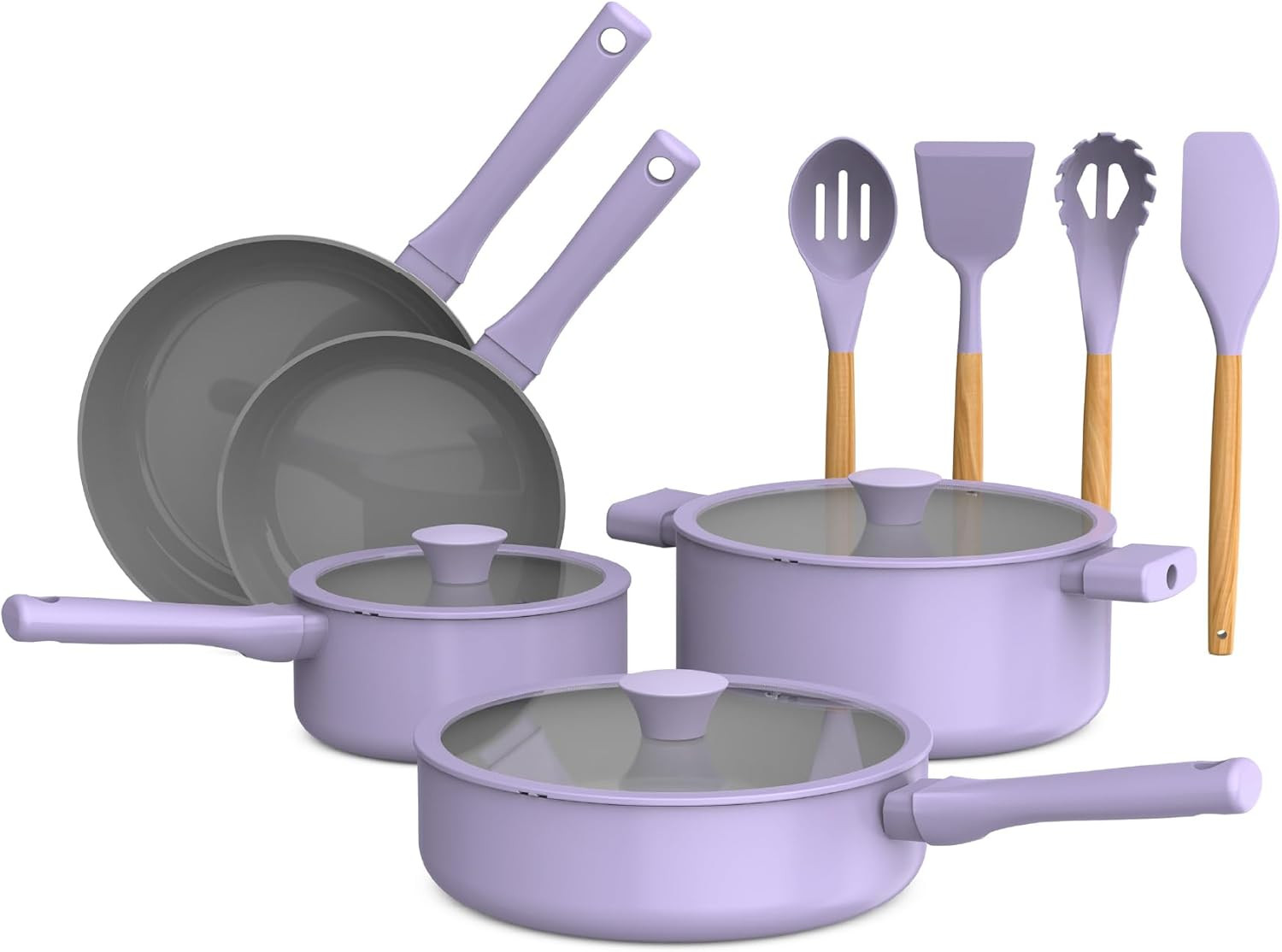 by Bella 12 Piece Cookware Set W Evergood™ Ceramic Nonstick Coating​ and Silicon