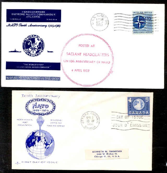 CANADA 1959 NATO COVERS 2 DIFF