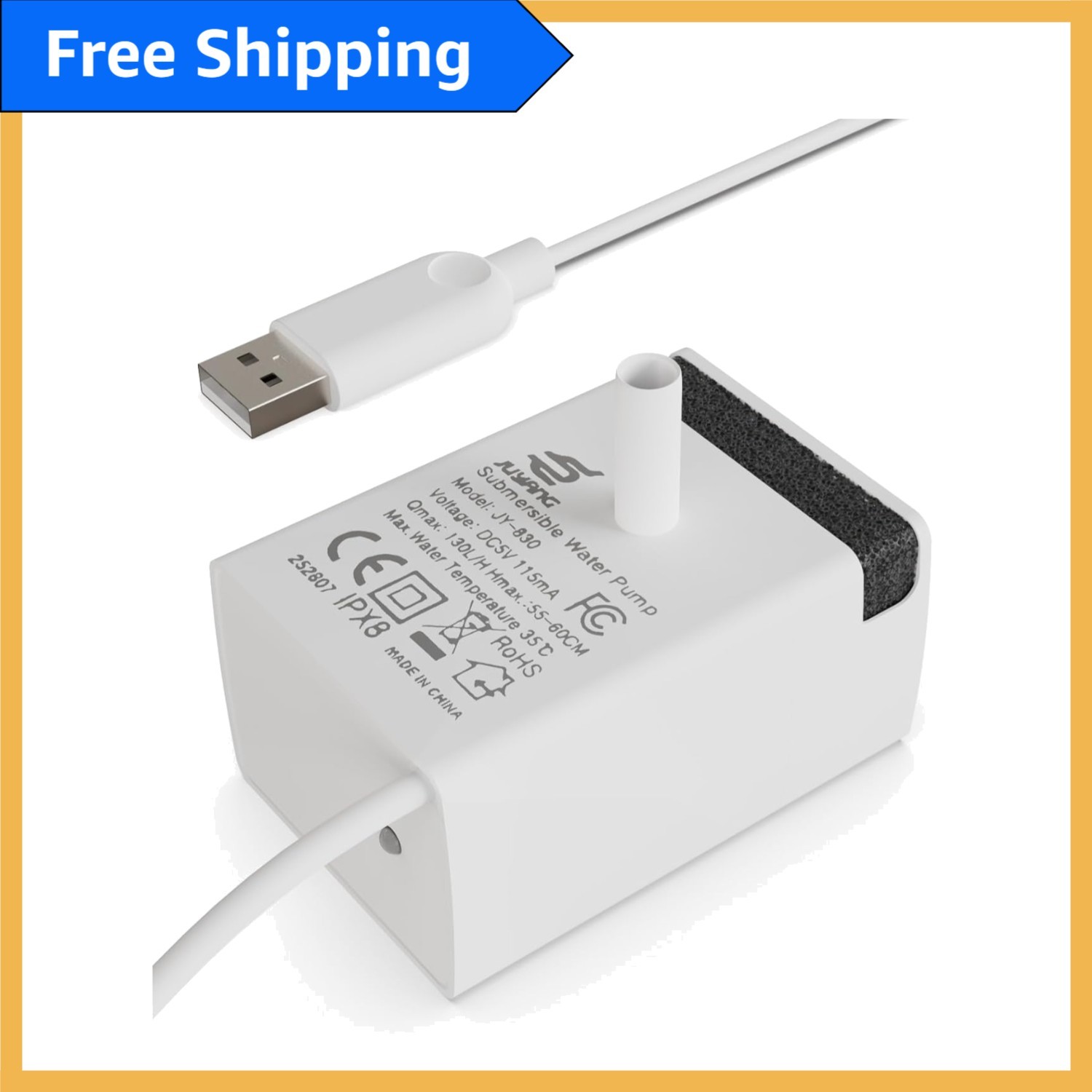 Universal Waterproof Pet Fountain Pump - JY-830, Easy Install & Clean