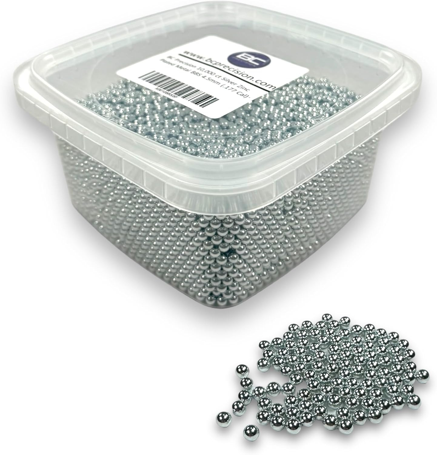 10,000 Bulk Silver Zinc Plated Metal BBS 4.5Mm (.177 Cal), Premium Match Grade, 