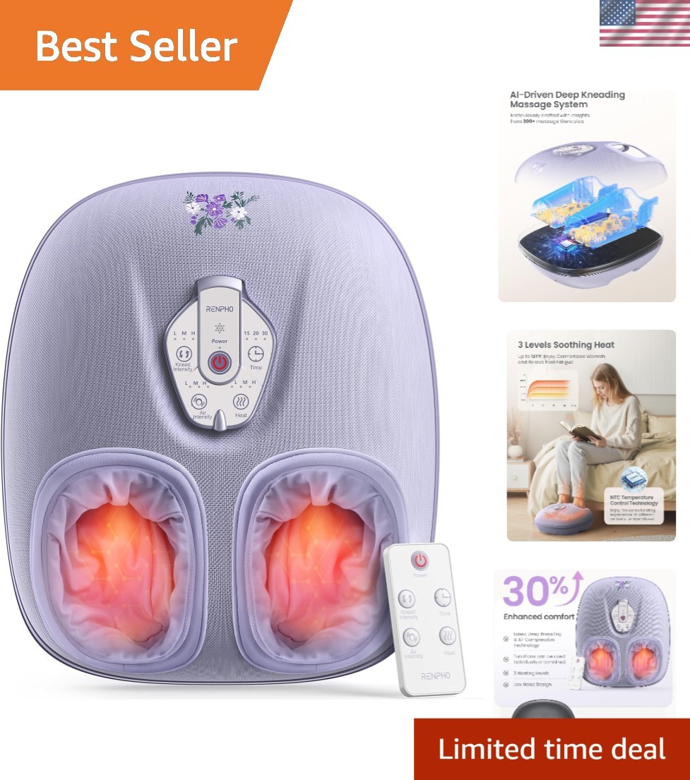 Shiatsu Foot Massager with Auto Size Adjustment & Relaxing Heat - Elegant Purple