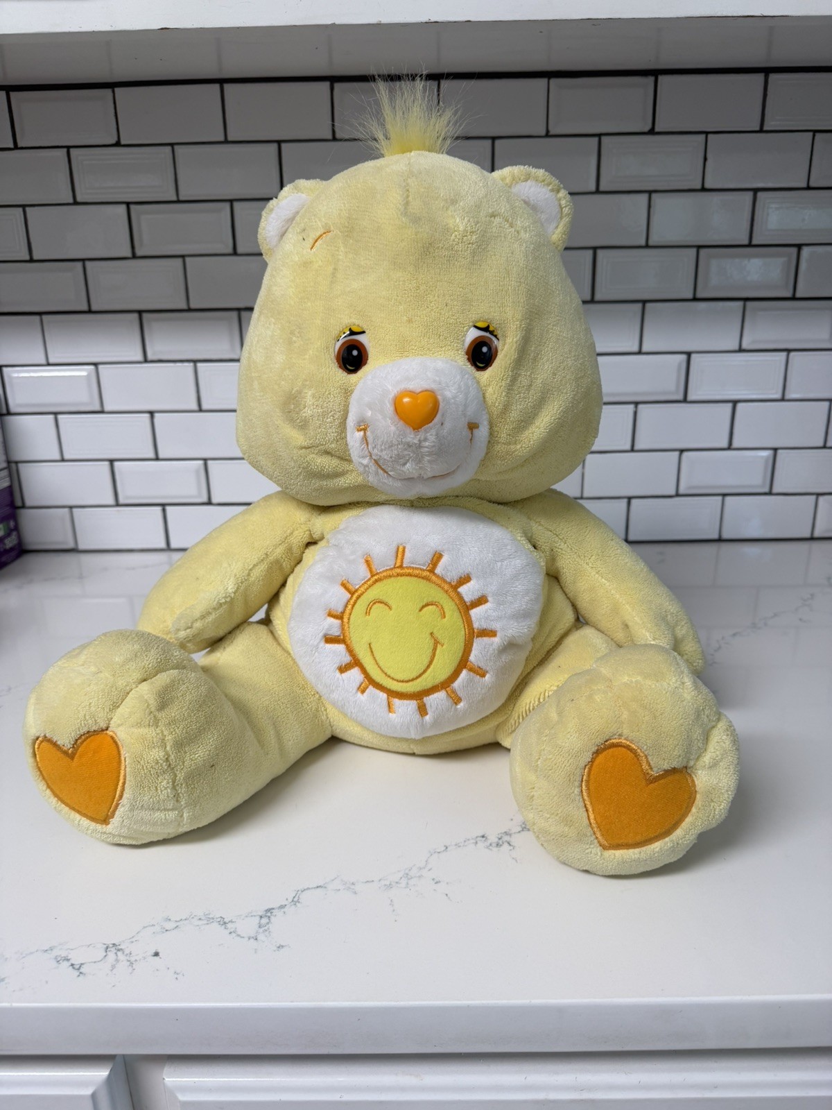 Vintage Care Bears 2006 Jumbo Funshine Bear Stuffed Animal Plush Play Along Rare