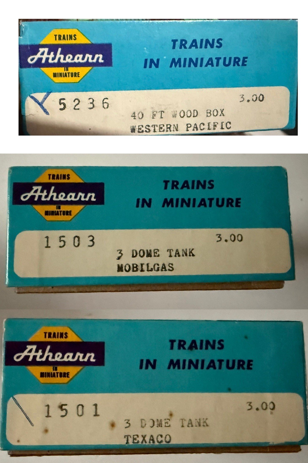 Athearn Train 1503 Mobilgas, 1501 Texaco & 5236 West Pacific ⬇️READ⬇️