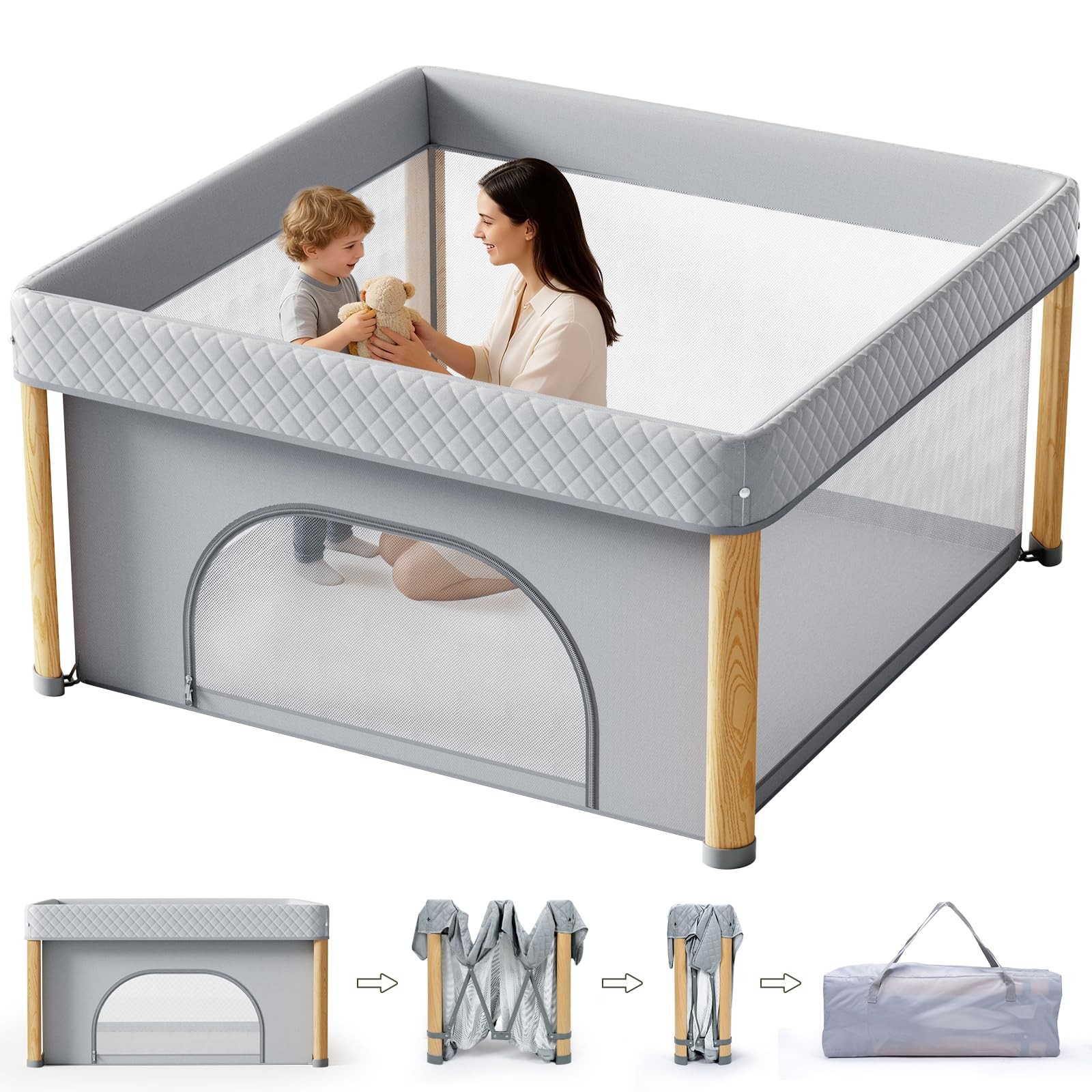 Foldable Play Pen 51 x51 Portable Baby Playpen Indoor Outdoor Cbcvvaer 51x51