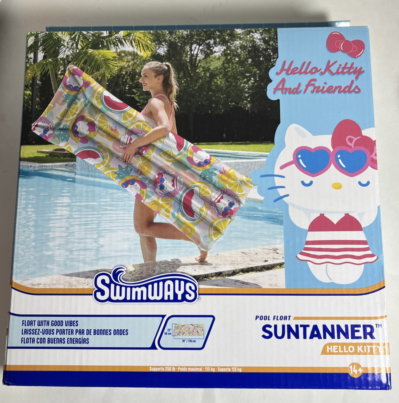 Swimways Hello Kitty & Friends Suntanner Pool Float- 23"x70" NEW