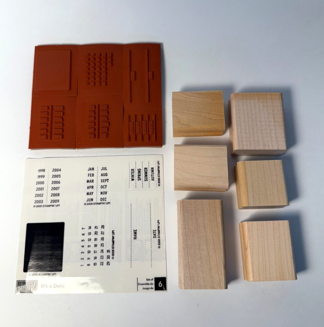 Stampin’ Up! “It’s a Date” Rubber Stamp Set – NEW Unmounted 2005 Calendar Stamps