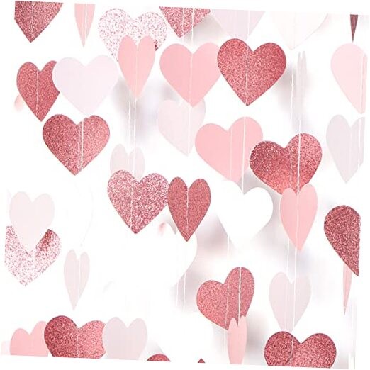 Rose-Gold Pink Party-Decorations Heart Garland Rose Gold Pink White Heart