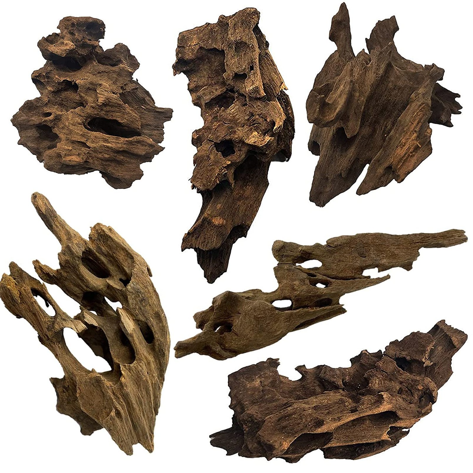 6 PCS Natural Aquarium Driftwood Branch Reptile Terrarium Decor 3.97.8 Inch