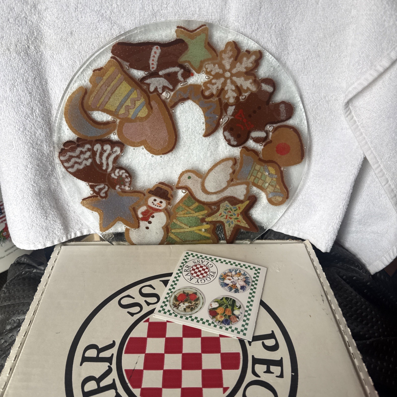 Peggy Karr Fused Glass Christmas Cookie Plate 2001