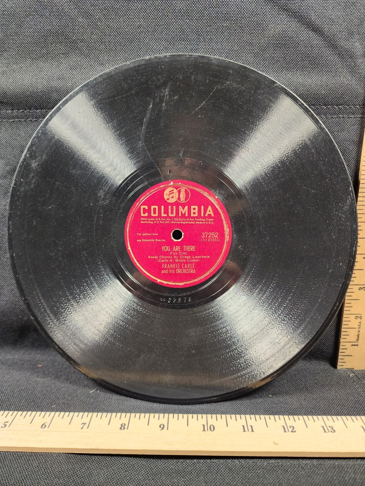 Antique 78 Record Columbia Frankie Carle You Are There/Roses In The Rain
