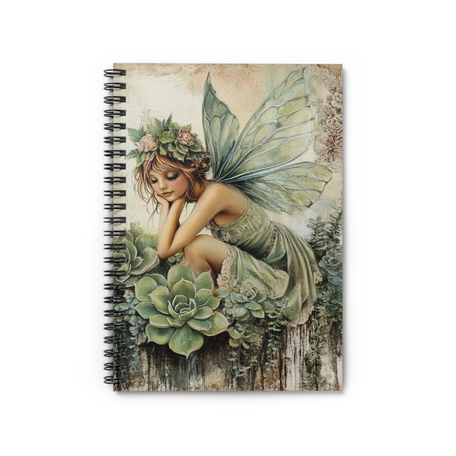 Green Fairy Garden Spiral Notebook | Whimsical Art Journal, Dreamers