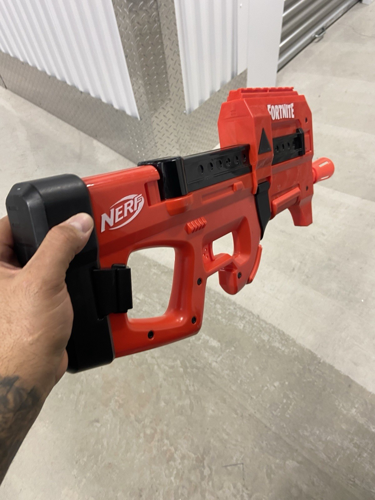 Nerf Fortnite P90 Compact SMG Motorized Toy Dart Blaster, Red -