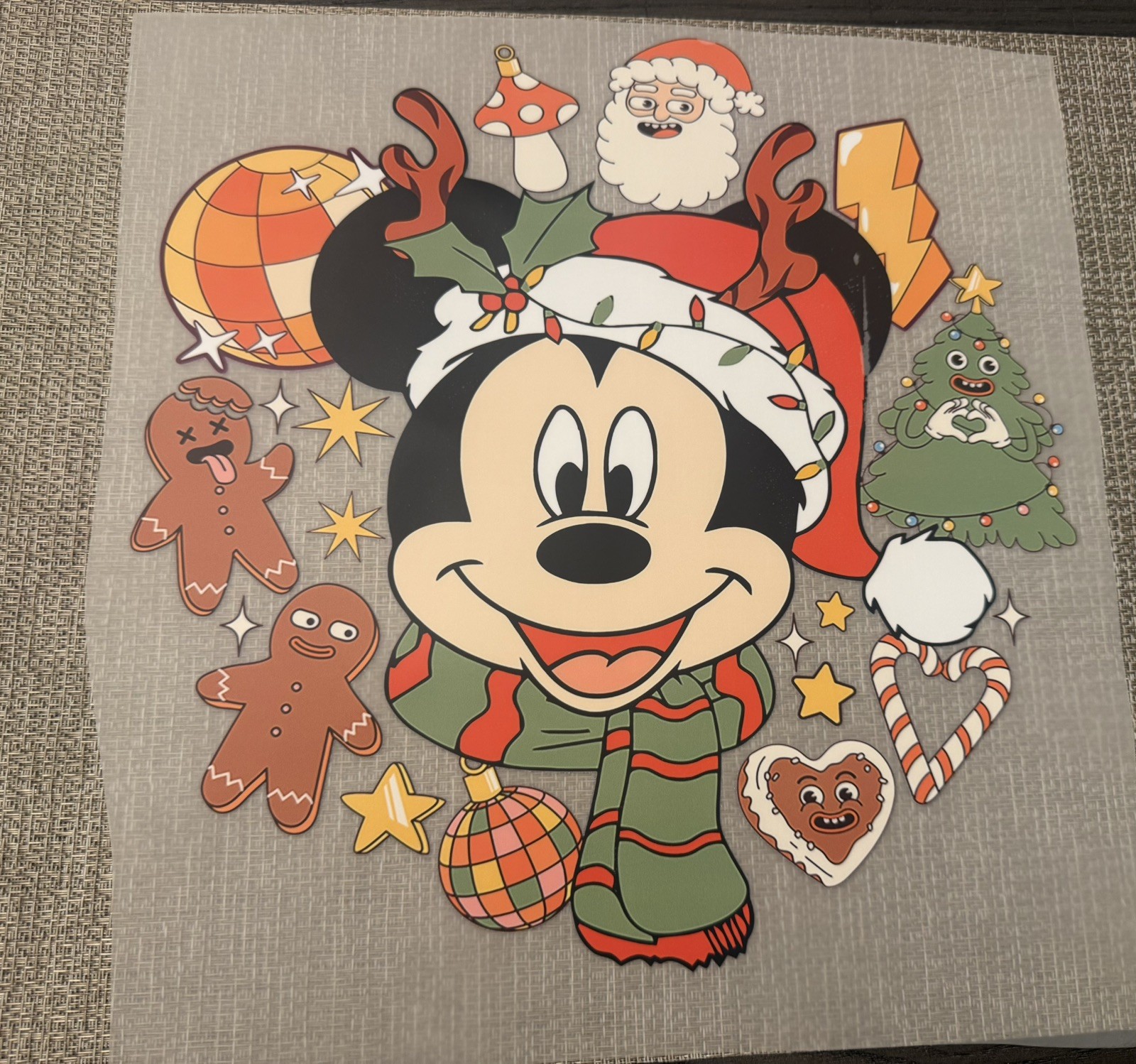 Disney Mickey Christmas Ready to Press Heat DTF Transfer Adult Size