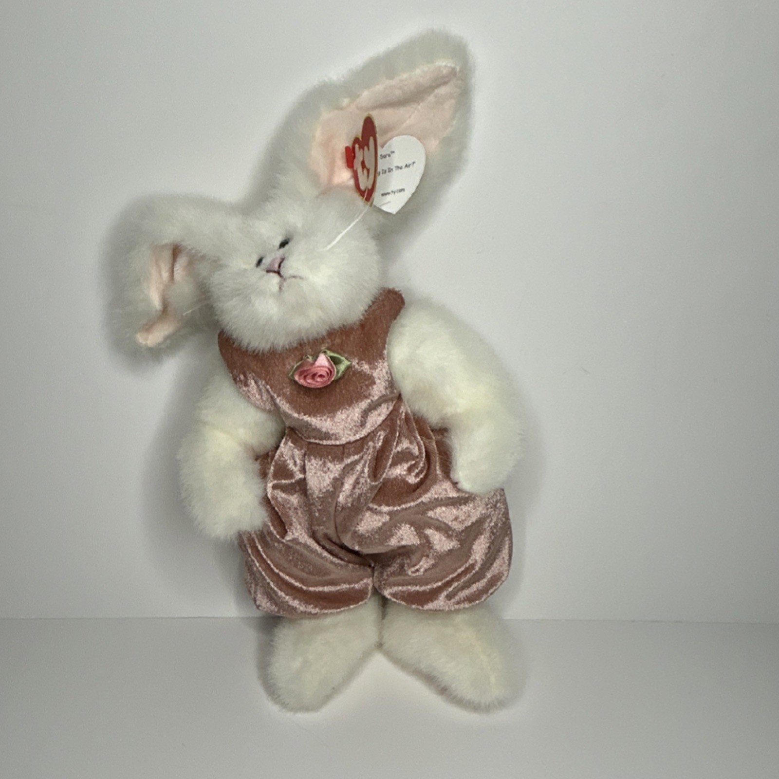 Vintage 1993 Ty Attic Treasures "Sara" the Bunny -Jointed White Rabbit - Retired