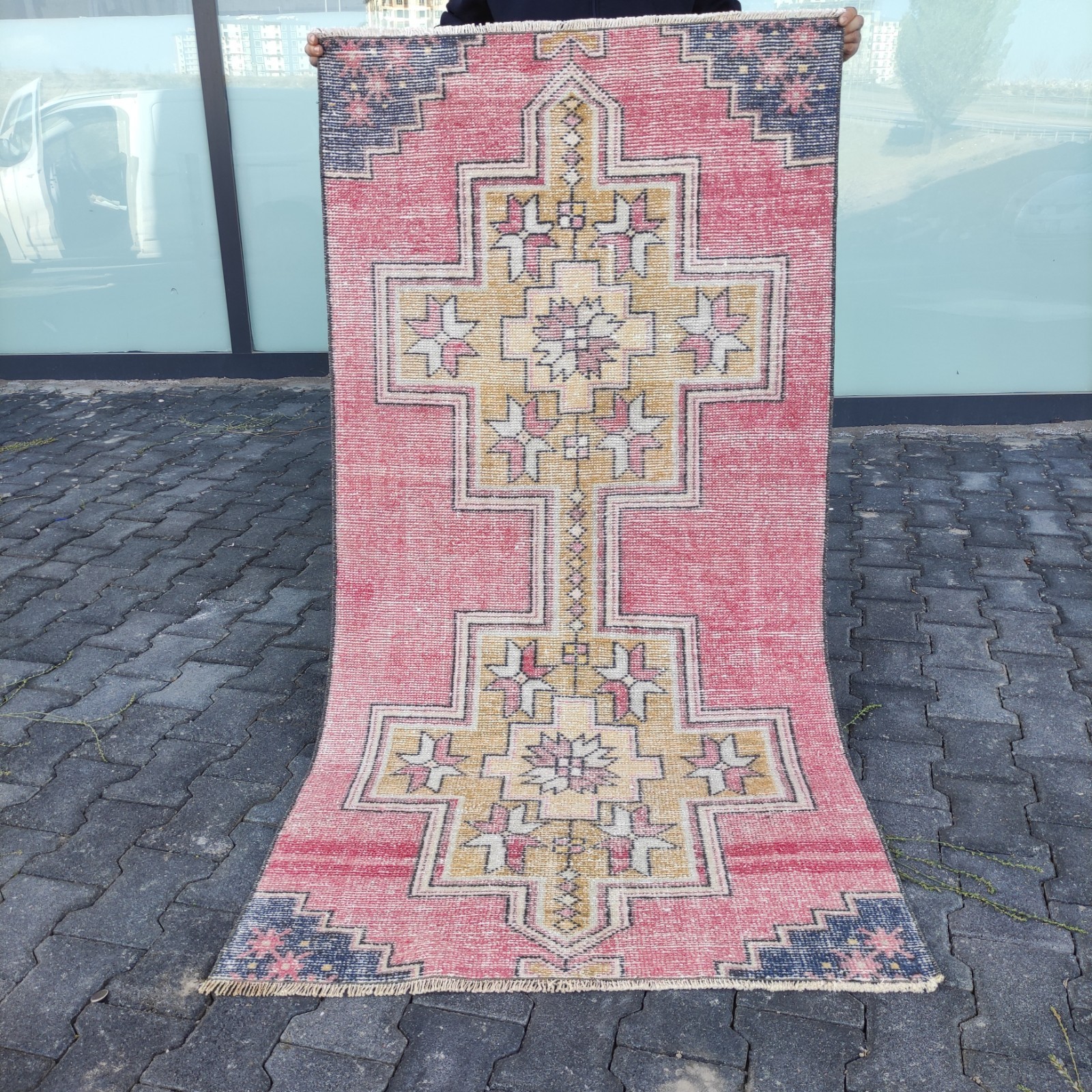Rare Vintage Area Rug 3.12 x 6.23 ft  , 3x6 Handmade Wool Rug 95 x 190 cm