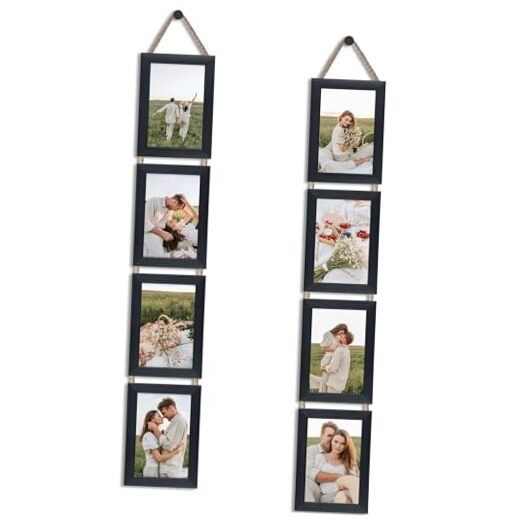  4x6 Hanging Picture Frames Set of 2, 4 Openings Collage Photo Frames for Black