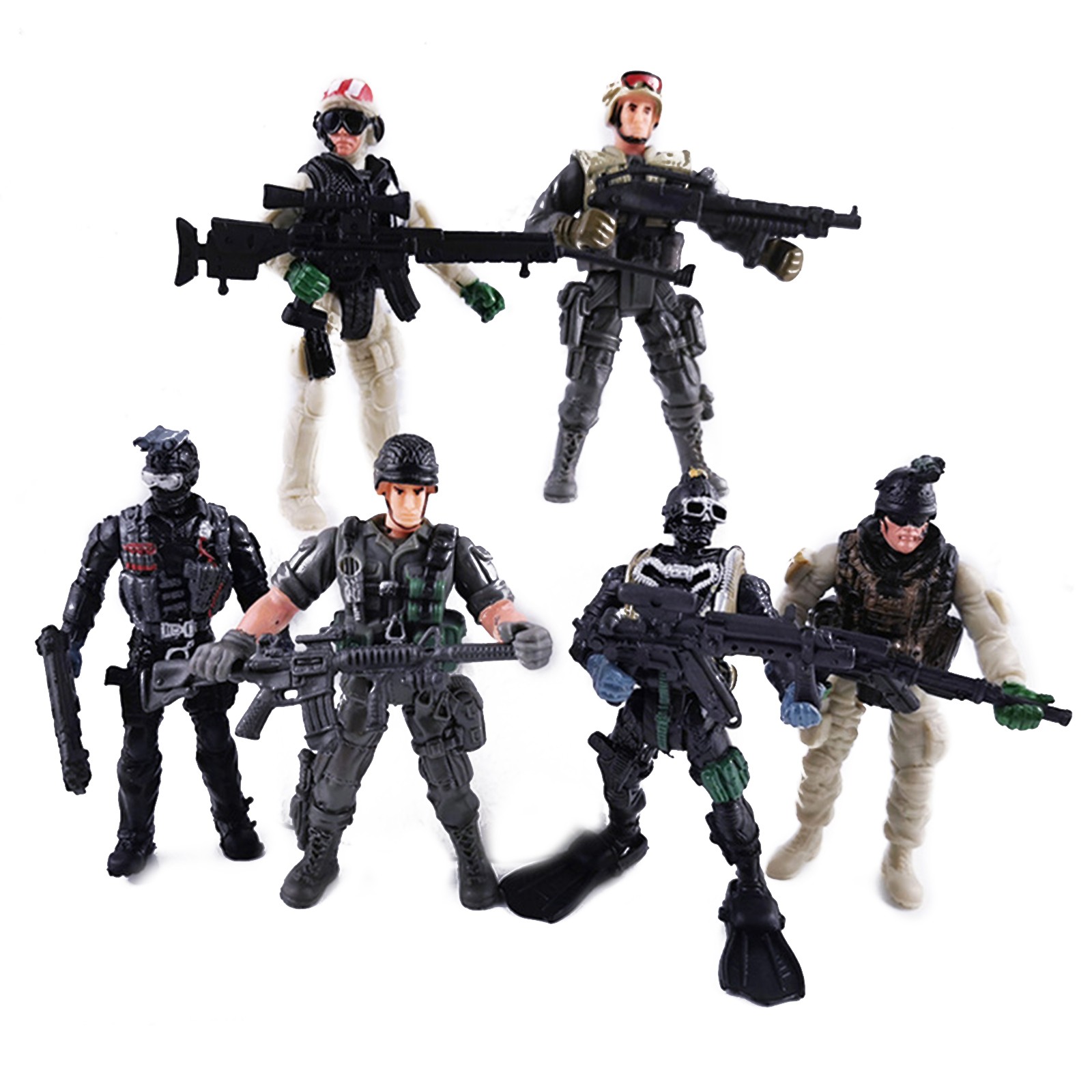 6Pack 1/18 Plastic Special Force Action Figures 10cm Army Men Soldier Playset K