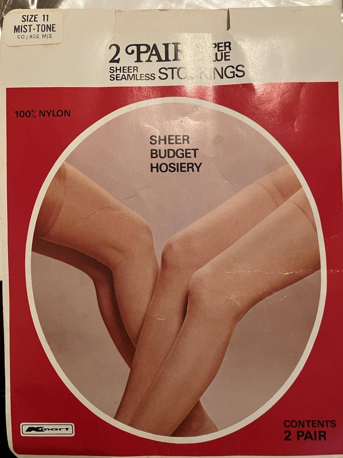 Vintage Stockings ( 2 Pairs ) Sheer Seamless Size 11  Mist-Tone Reinforced Toes