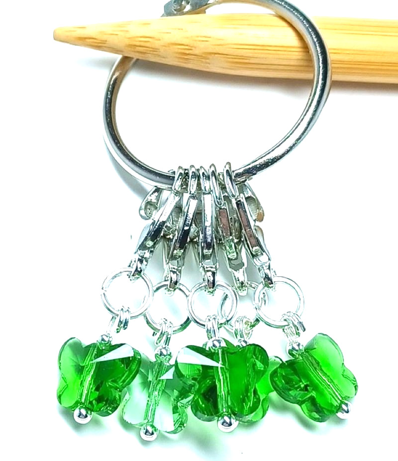 MikieLou Stitch Markers Peridot Austrian CRYSTAL Butterflies Knitting Crochet