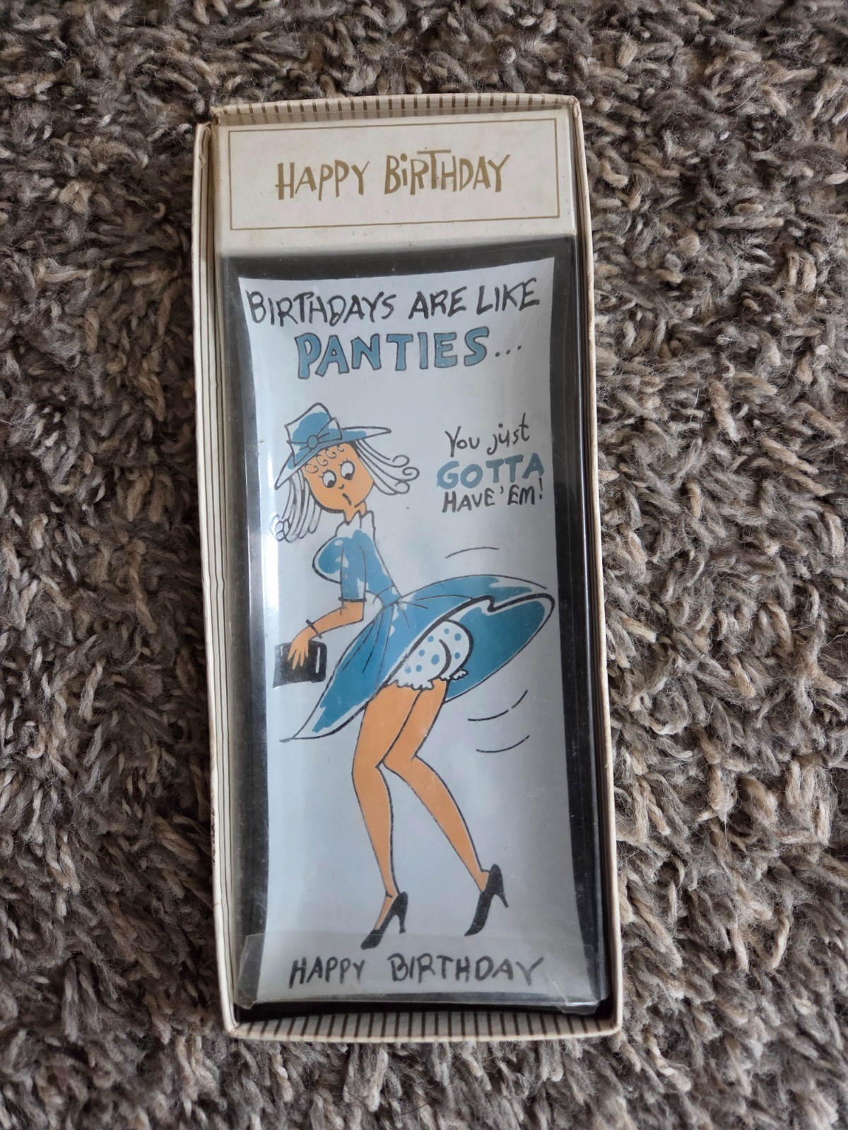 Vintage  1997Houze Art glass tray "Birthdays are like Panties"  NIB