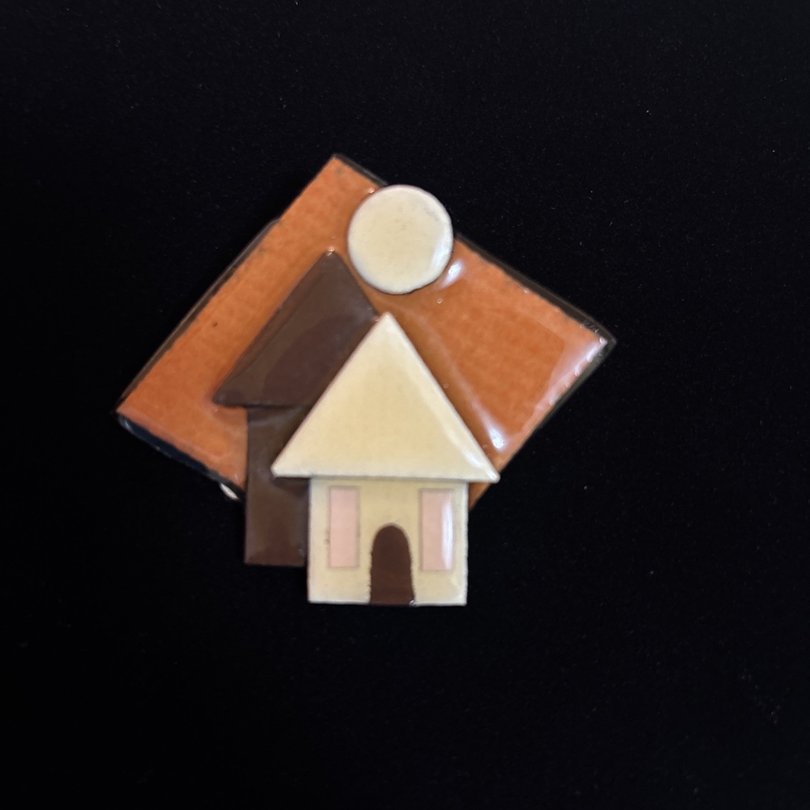 House Pins By Lucinda Rust/Brown/Ivory Brooch (Lucinda Yates)