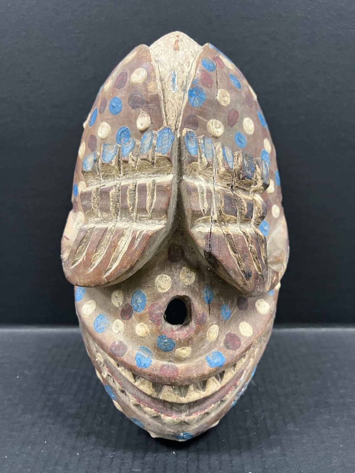 African Tribal Art Leopard Bozo Mask 12.5" high x 7.5" wide