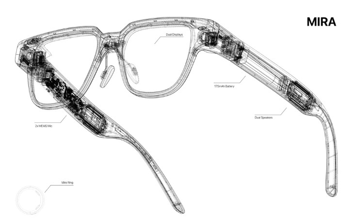 Mira Halo Nova AI Smart Glasses AR HUD Augmented Reality w/ Box Charger