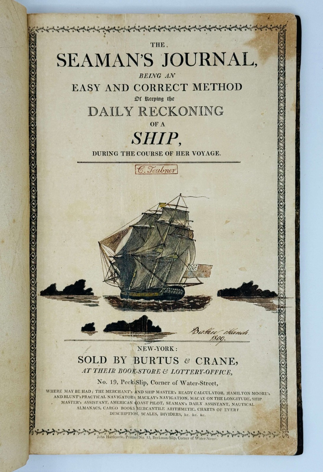 [CHINA-EARLY US TRADE] Historically Significant Manuscript Logbook. 1809-10