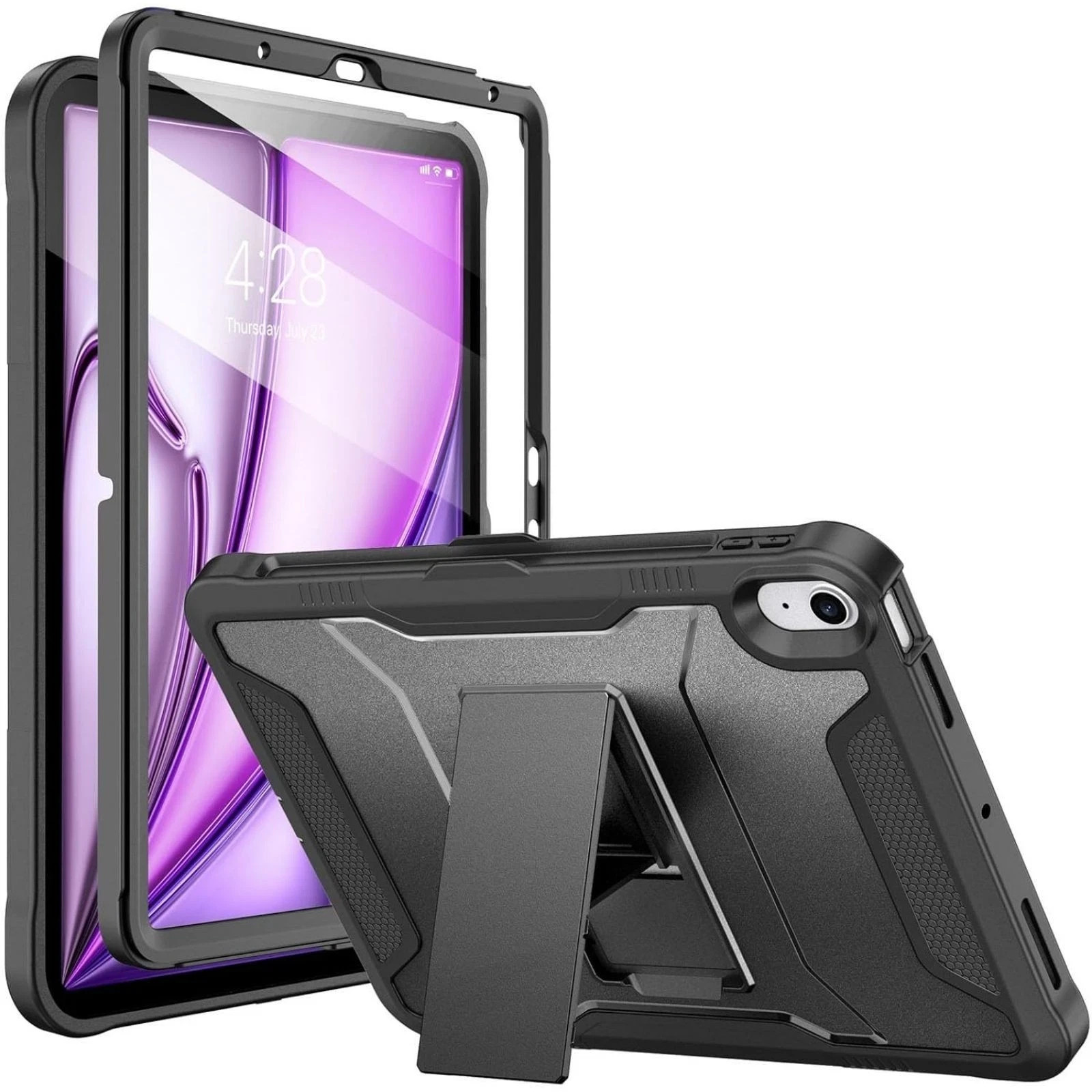 For iPad Air 5th / 4th Generation 10.9" Case with Full Body Rugged Black Cover