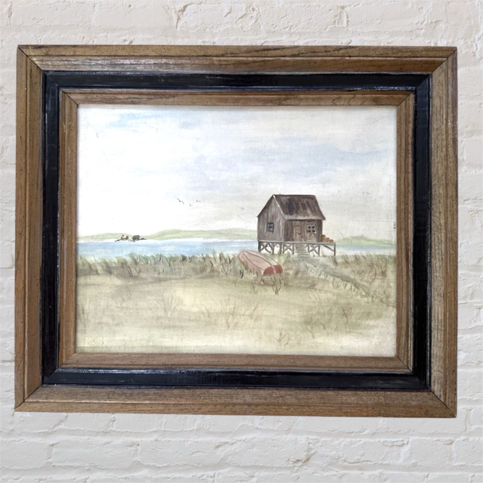 Rare Mary Krombholz 71' Vintage Original Signed Watercolor Painting Farm Framed